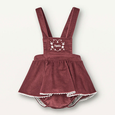 Popelin Burgundy Playsuit With Skirt