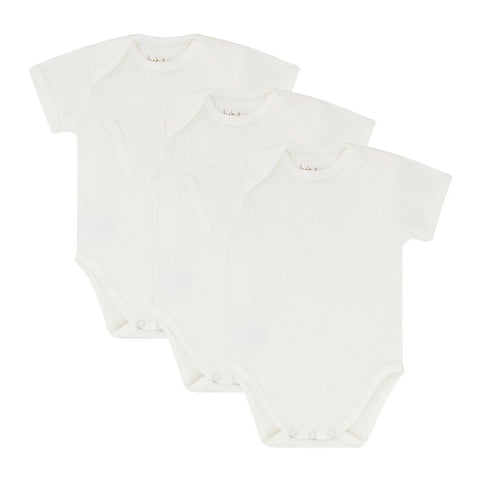 Ely’s & Co 3 Pack Ribbed Undershirts- Short Sleeves - Ivory Short Sleeves