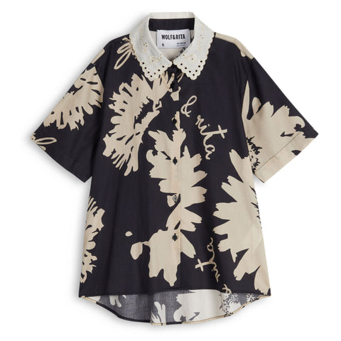 Wolf & Rita Girl Blouse Raquel Woven Botanical Black