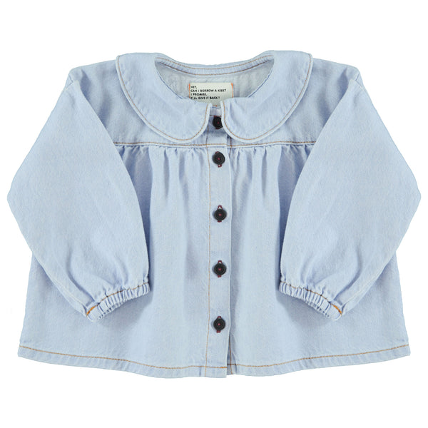 Piupiuchick Peter Pan Collar Blouse Light Blue Soft Denim