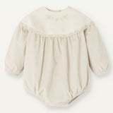 Popelin Off-White Romper Suit With Embroidered Yoke