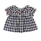 Tocoto Vintage Vichy Check Baby Blouse Navy