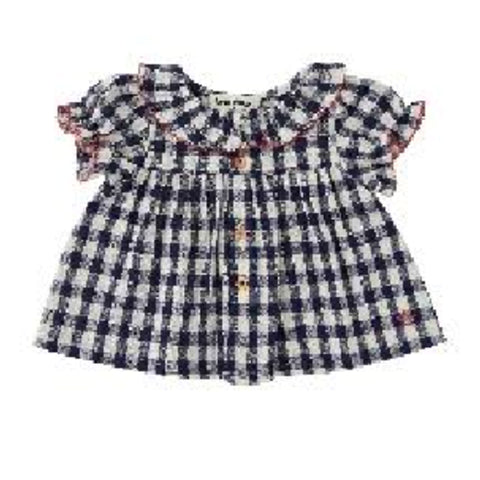 Tocoto Vintage Vichy Check Baby Blouse Navy