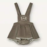 Popelin Taupe Playsuit With Skirt
