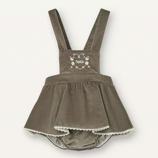 Popelin Taupe Playsuit With Skirt