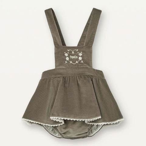 Popelin Taupe Playsuit With Skirt