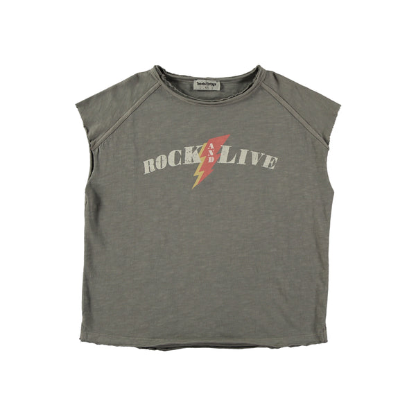 Tocoto Vintage Rock & Live Sleeveless T-Shirt Dark Grey