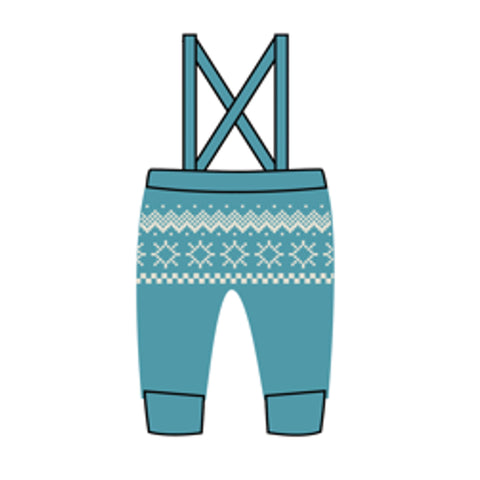 Piupiuchick Jacquard Baby Trousers Straps Turquoise
