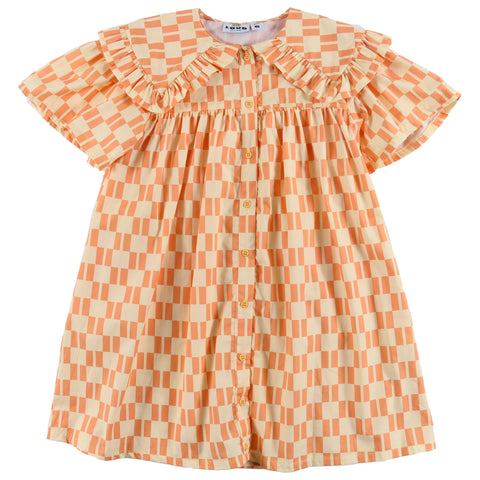 Loud Apparel Gioia Dress Collar Check Vanlla/Papaya