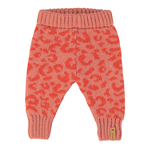 Piupiuchick Knitted Baby Leggings Pink Animal Print