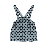 Piupiuchick Knee Lenght Dress Straps Washed Blue Denim Black Hearts