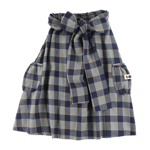 Loud Apparel Friendly Skirt Midi Check Indigo