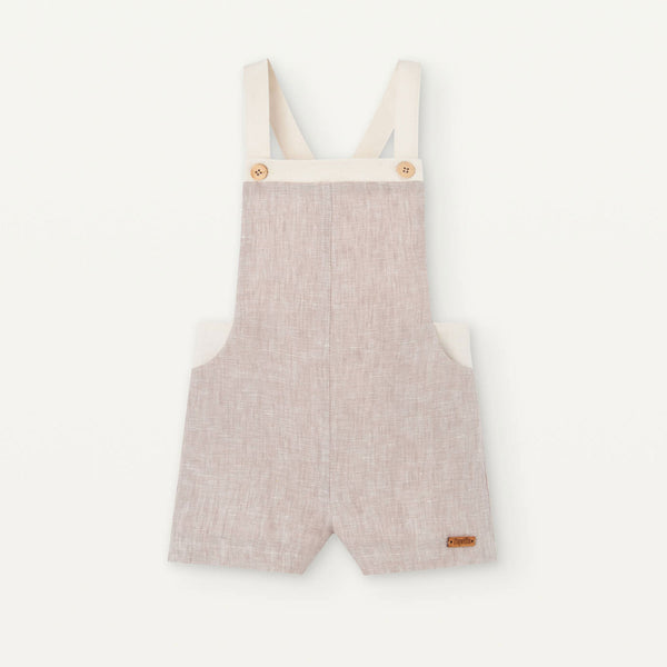 Popelin Sand Linen Contrasting Dungarees