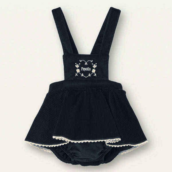 Popelin Black Playsuit With Skirt