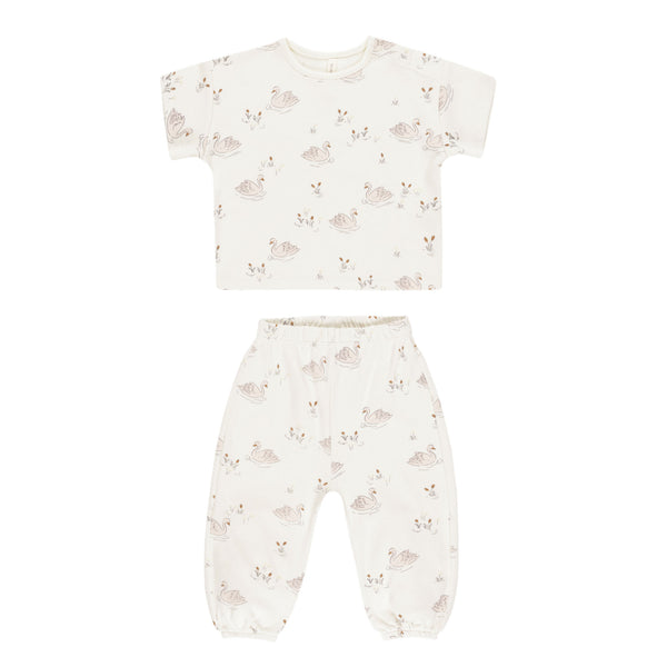 QUINCY MAE JERSEY TEE + PANT SET || SWANS