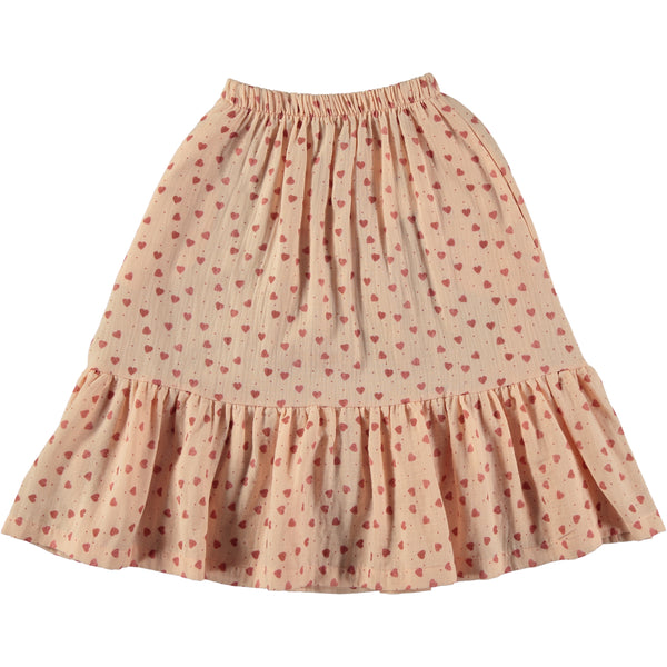 Tocoto Vintage Heart Print Midi Skirt Pink