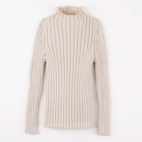 Popelin Sand Funnel Collar Ribbed Jersey
