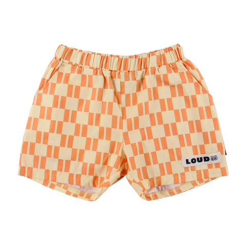 Loud Apparel Free Shorts Check Vanlla/Papaya