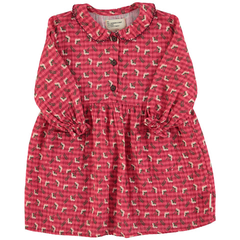 Piupiuchick Knee-Lenght Dress Pink Checkered Flowers