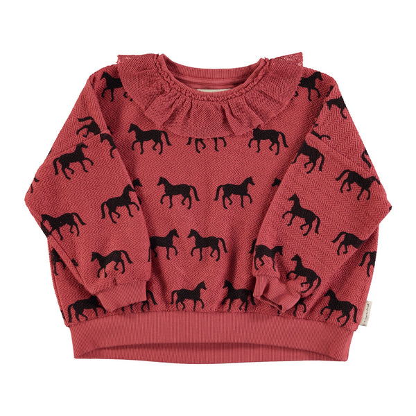 Piupiuchick Sweatshirt | Old Pink W/ Black Horses