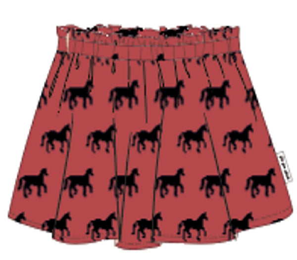 Piupiuchick Short Skirt | Ecru W/ Black Horses Old Pink