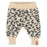 Piupiuchick Knitted Baby Leggings Light Pink Black Animal Print