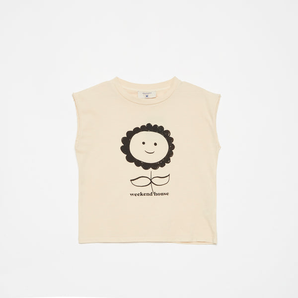 Weekend House Kids Flower T-Shirt With No Sleeve Sand