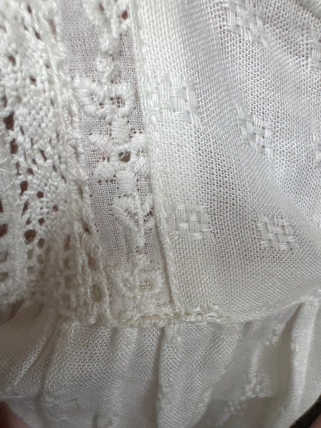 Tocoto Vintage Long Embroidered Cotton Dress Off White