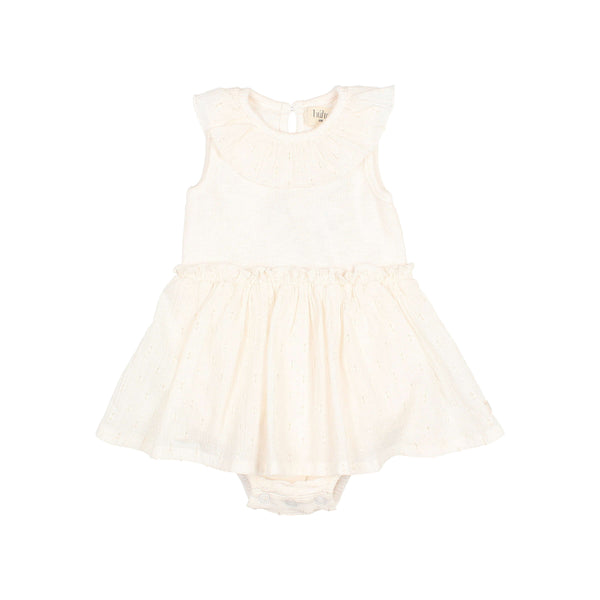 Buho BB Lurex Plumeti Combi Dress Talc