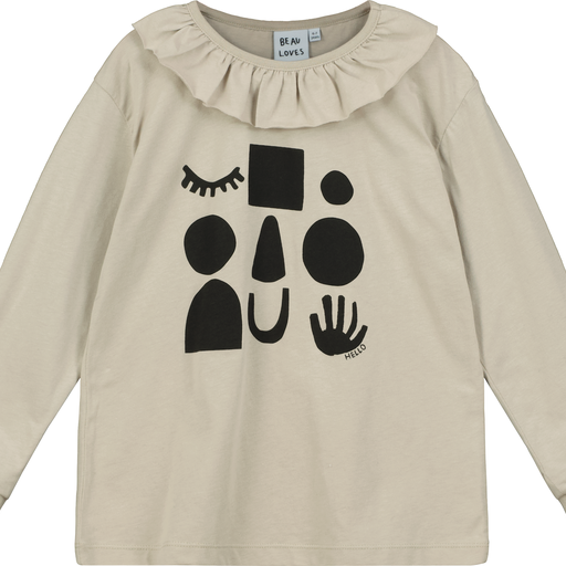 Beau Loves Mushroom Shape Face Frill Collar Long Sleeve T-shirt