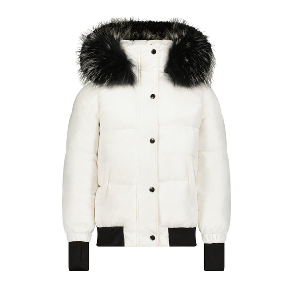 SCOTCH BONNET Girl white Bomber Black fur w/White Tips 121