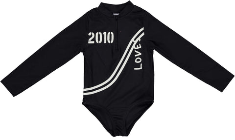 Beau Loves Black 'LOVES' Long Sleeve Swimsuit