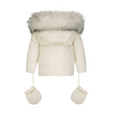 SCOTCH BONNET Baby Classic Puffer Sand And Black fur 2