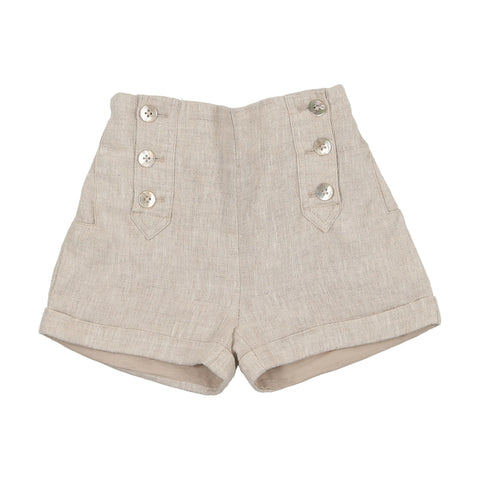 Coco Blanc Button Shorts Sand Linen