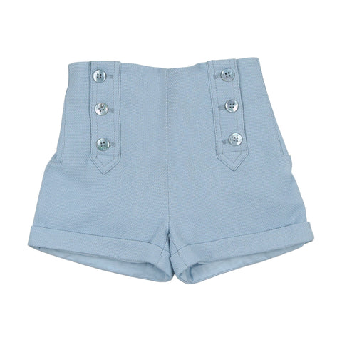 Coco Blanc Button Shorts Pale Blue