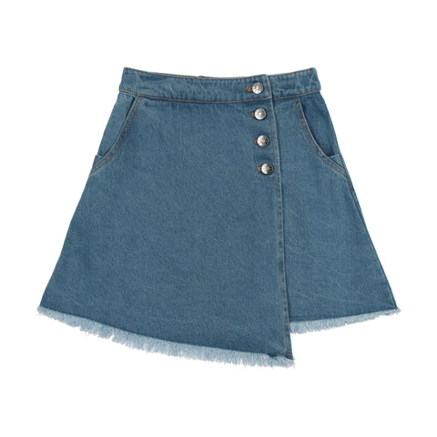 Coco Blanc Denim Button Skirt Blue Denim