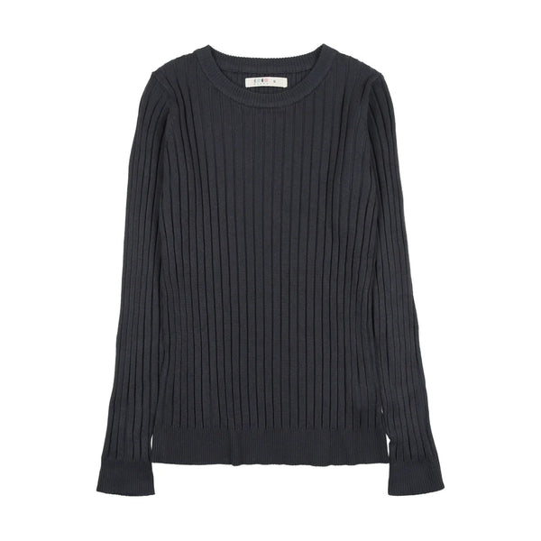 Coco Blanc Ribbed Crew Sweater Teal blue