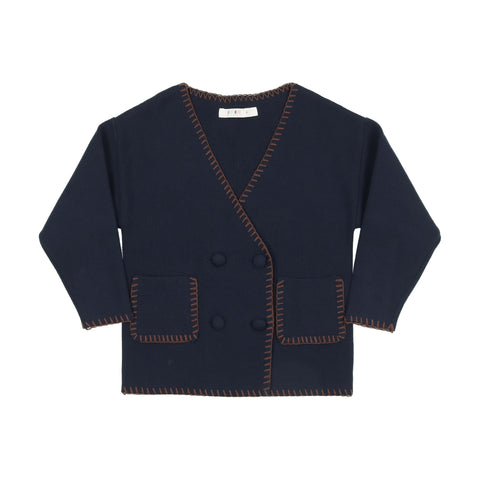 Coco Blanc Double Breasted Sweater Navy