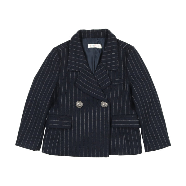 Coco Blanc Boys Blazer Navy Pinstripe