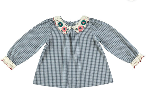 Bebe Organic Rhea Blouse Blue Check