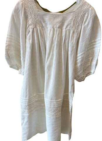 Tocoto Vintage Long Embroidered Cotton Dress Off White