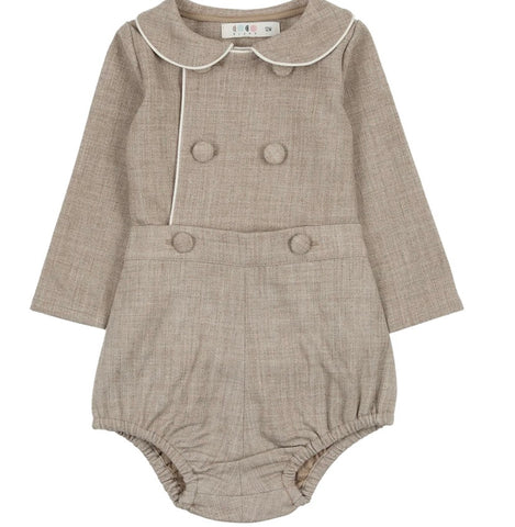 Coco Blanc Wool Baby Peter Pan Bloomer Set Oat