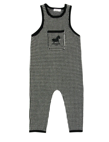 Coco Blanc Long Knit Romper Black/White