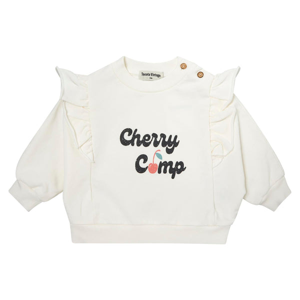 Tocoto Vintage Girls Sweatshirt "Cherry Camp" Off White