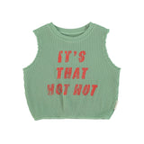 Piupiuchick Sleeveless Top | Green W/ "Hot Hot" Print