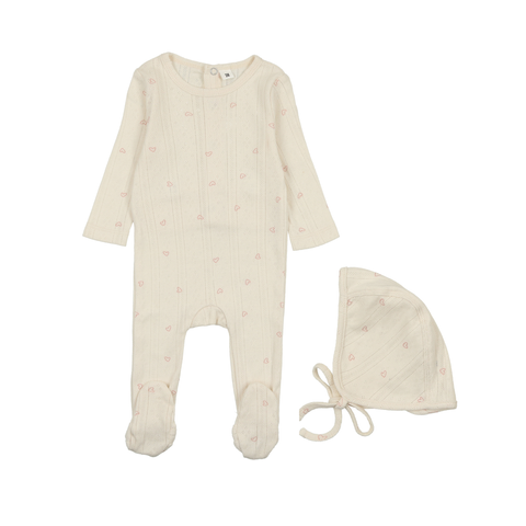 Ely’s & Co Pointelle Star- Ivory - Footie + Bonnet
