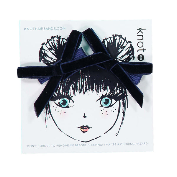 Knot Hairbands Velvet Ribbon Mini Bow Set // Navy