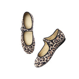 Tocoto Vintage Animal Print Mary Janes Brown