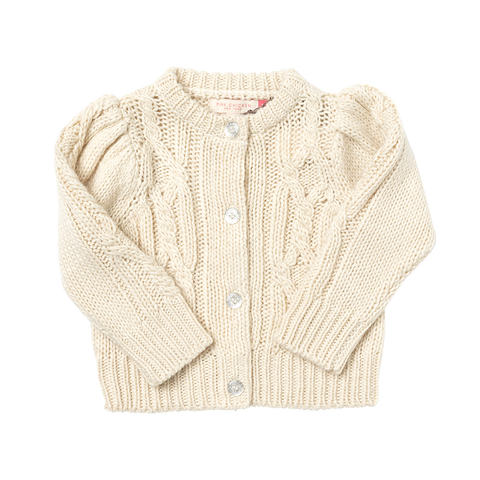 Pink Chicken Girls Cable Constance Sweater - Cream