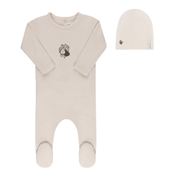Ely’s & Co Fruit Collection - Ivory Pear - Footie + Beanie